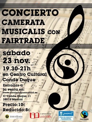 cartel concierto Fairtrade Camerata Musicalis 23 nov Conde Duque Madrid